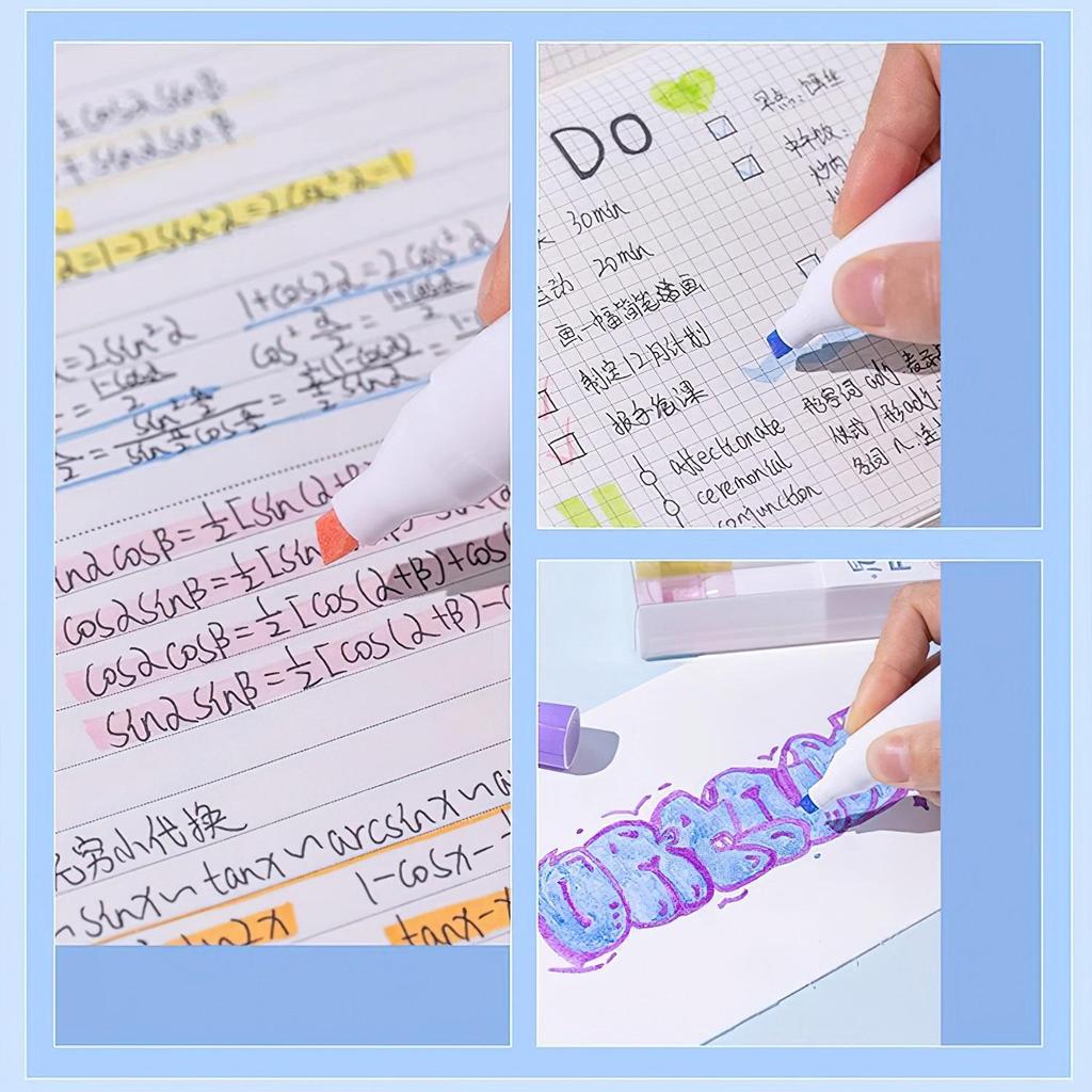 4pcs Fruity Highlighter Pens Set Brush Tip Strobe Bling Glitter Color Marker Liner for Drawing Painting Art School