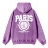 Cotton Womans Acid Wash Hoodies Paris Discover The City Printing Streetwear Oversize Pocket Warm Pullovers Clothes