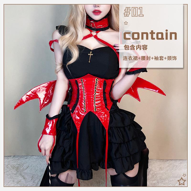 Halloween Sexy Little Demon Maid Costume Sweet Spicy Witch Demon Night Elf Vampire Bat Costume