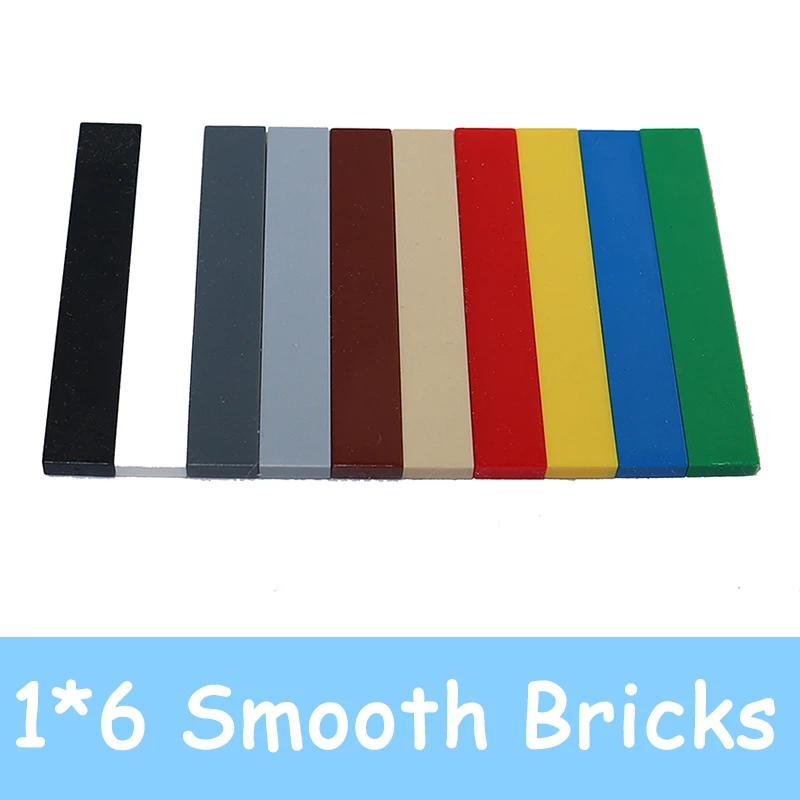 50PCS MOC Assemble Particles 6636 Size 1x6 Bricks Flat Tile Smooth 1*6 Building Blocks DIY Educational Creative Toy for Kids