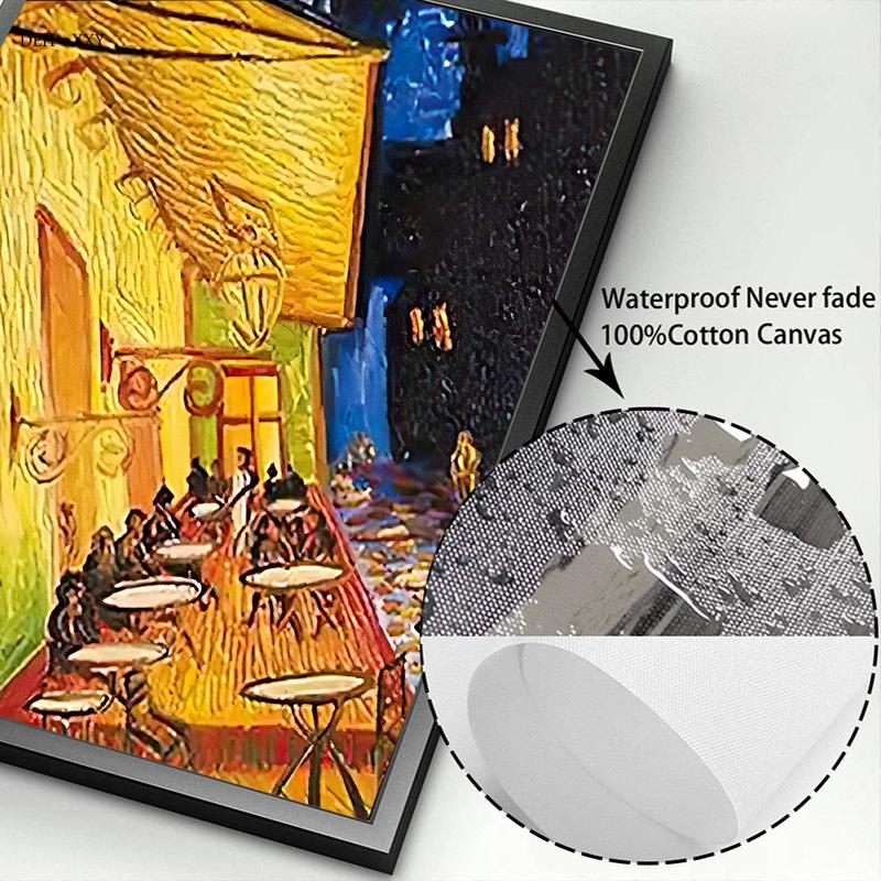 Van Goghs berühmtes Gemälde Café bei Nacht Kunstreproduktion Gedruckt auf Leinwand Wandkunst Poster und Bilder für Heimzimmerdekoration