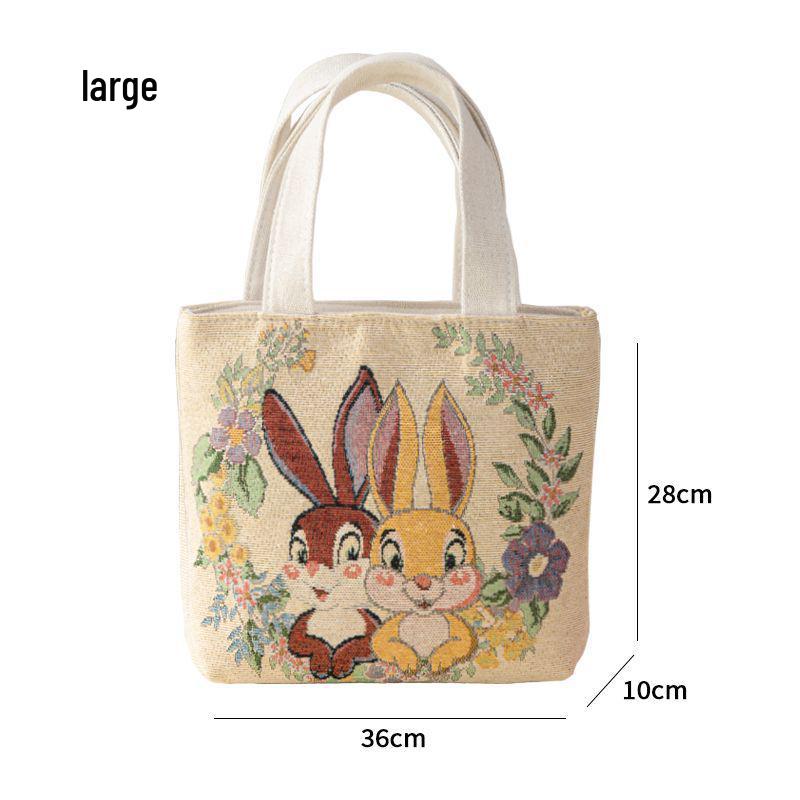 

Холщовая сумка-тоут в этническом стиле с жаккардовой вышивкой для женщин - Повседневная, маленькая, на молнии