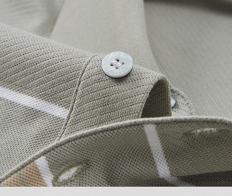 [Color Woven Stripe with Smooth Silk] Summer Fashion Casual Lightweight Breathable Short Sleeved Polo Shirt for Men