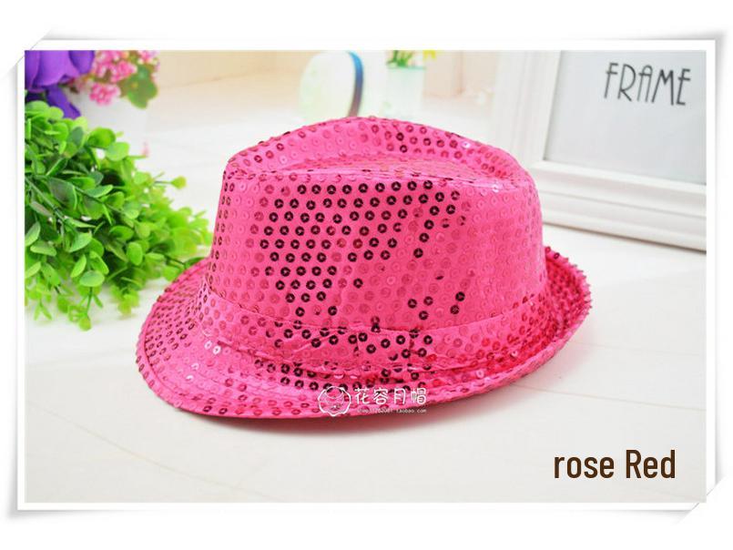 Children's Two-Color Striped Sequined Performance Jazz Hat