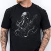 Octopus Playing Guitar Shirt, Guitar Kraken Tshirt, Music Tee, Funny Cthulhu Shirt Acoustic Electric Bass Player For Men Women Rock Band
