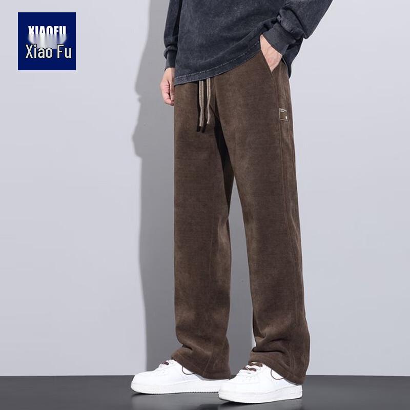

Xiaofu Men s 2025 A/W Fleece-lined Corduroy Straight-leg Sweatpants 4XL