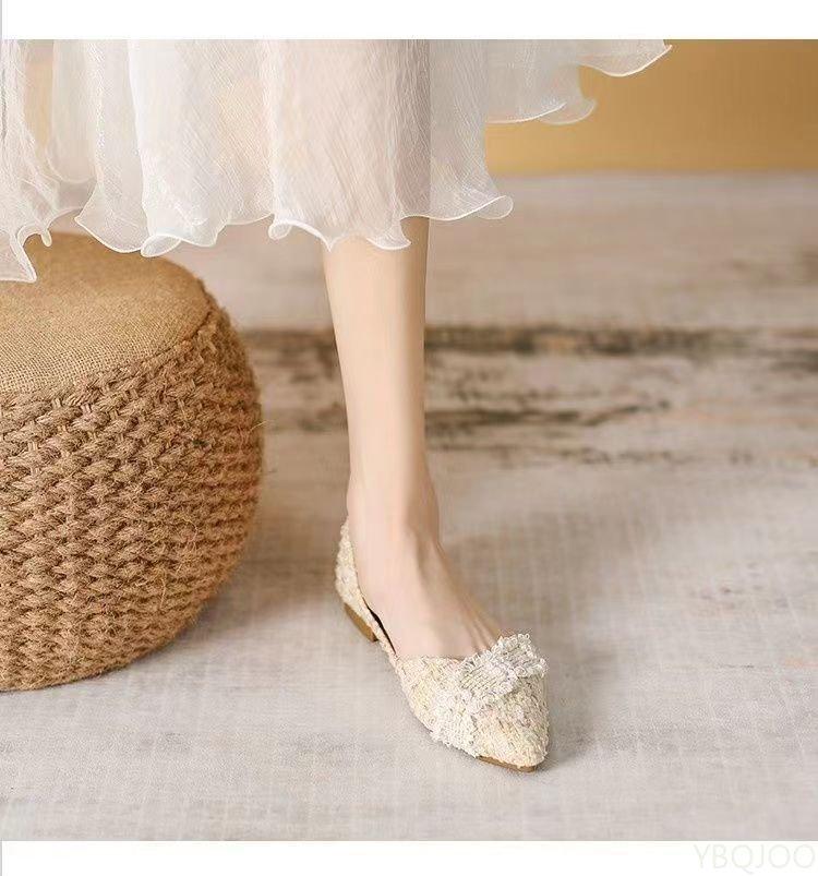 Fashion 2025 Summer New Shoes Ladies Elegant French Flats Fairy Gentle Lightweight Shoes Sharp Pointed Comfortable Women's Flat Mujer
