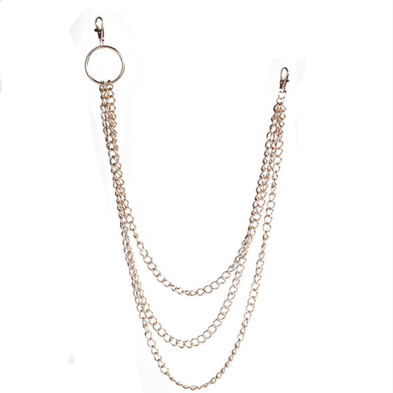 Hip Hop Punk Mode Metall Taillenkette Persönlichkeit Beliebt Jeanskette, Dreifache Schlüsselanhänger Hosenkette