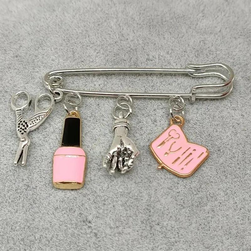 Fashion Nail Art Brooch Vintage Jewelry Mini Nail Art Nail Polish Scissors Pin Brooches