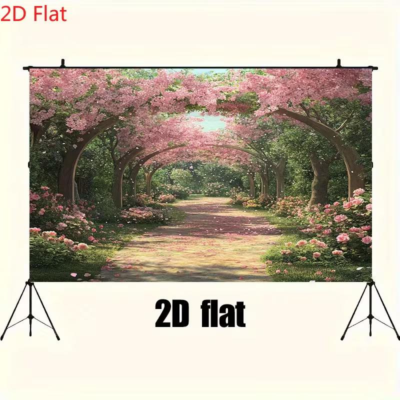 2D Floral Archway Backdrop Spring Cherry Blossom Path Background Banner 47.2x31.5inch/120*80cm