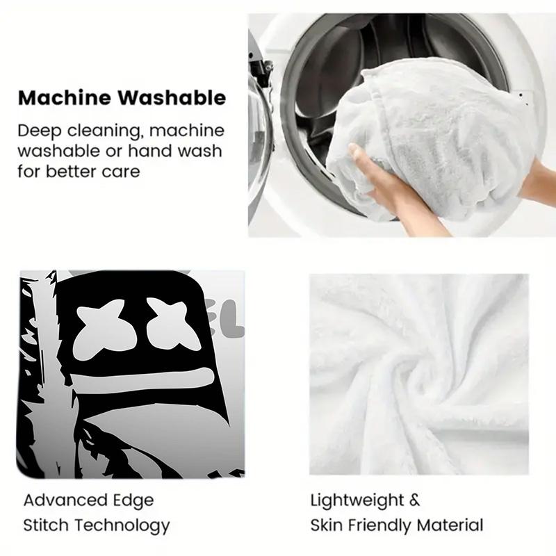 Marshmello 2D Flat Pattern Flannel Blanket High quality All Seasons Warmth and Comfort Perfect for Christmas Gifts.PMT0914162
