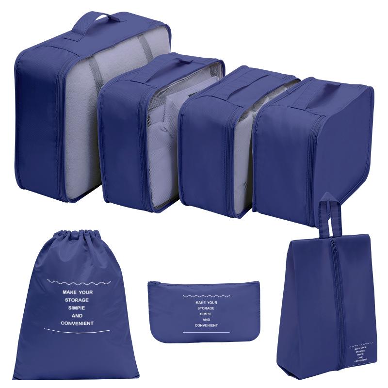 Twill 8-piece Multi-purpose Travel Storage Bag Set for Clothes & Toiletries