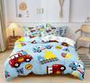 Cartoon Car Bedding Set Construction Vehicles Comforter Cover 3pcs Kids Machinery Truck Soft Polyester Duvet Cover for Boys Gift