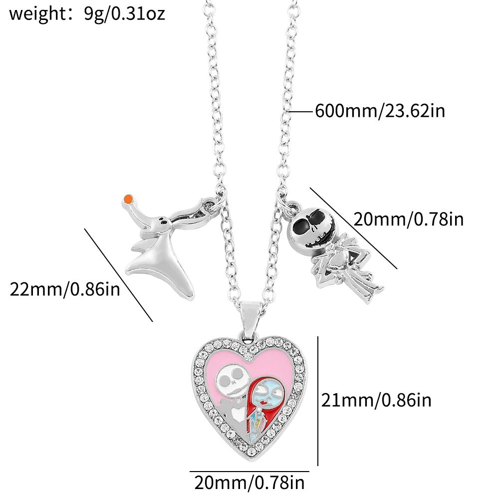 Подвеска-сердце «Кошмар перед Рождеством» Джек Скеллингтон Салли Хэллоуин Мода Эмалированный шарм Хэллоуин Аксессуары 60cm
