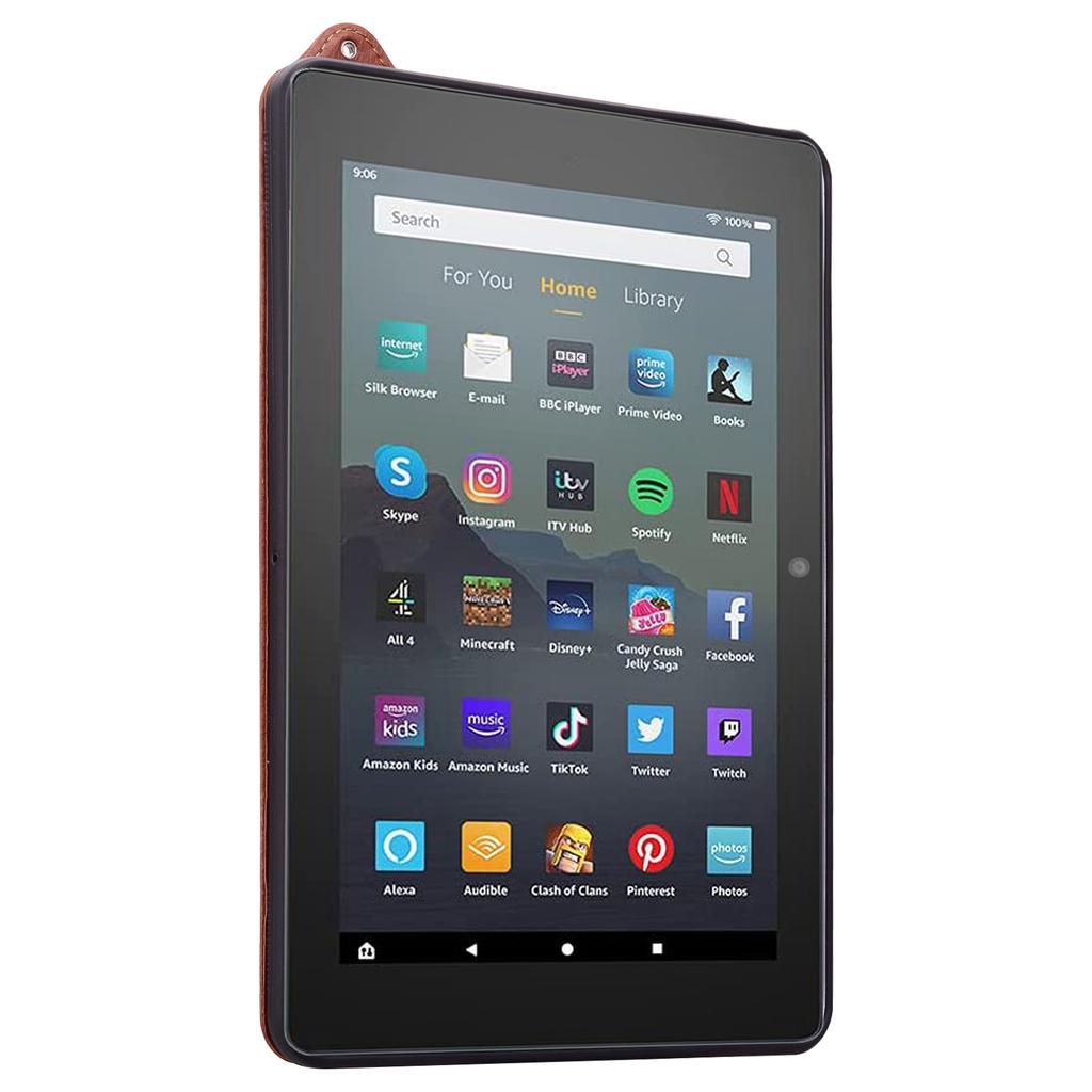 For Amazon Fire HD 8 (2024)/(2020) Case Hand Strap Kickstand Leather Tablet Cover