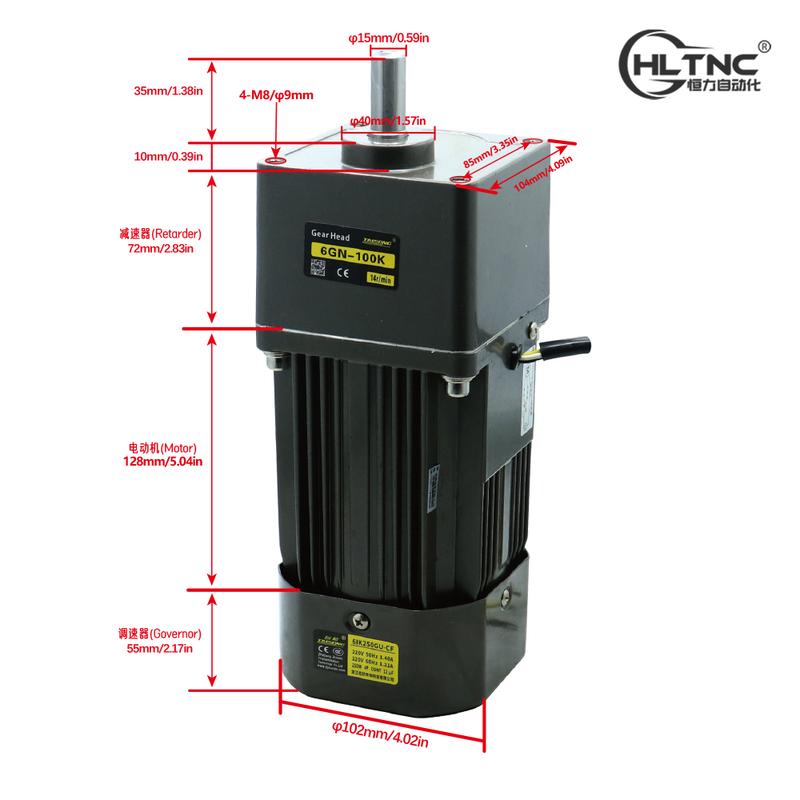 250W Mikro-Wechselstrommotor 110V 220V Einphasen-Asynchronmotor Getriebemotor 15mm Motorwelle 5-1400 U/min 50/60 Hz Für Verpackungsmaschine