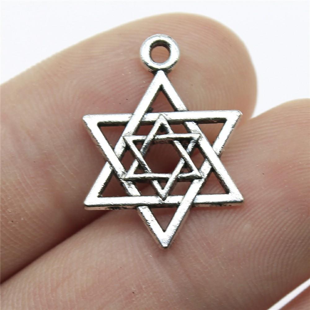 20pcs Star Of David Pendant Charms Antique Silver Color Star Of David Charms Jewelry DIY Star Of David Charms For Bracelet