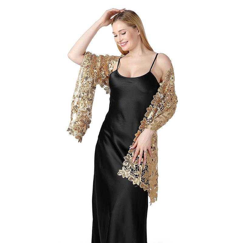 Shiny Sequin Tassel Shawl Wrap Dinner Party Shawl Wedding Bride Shawl Evening Dress Scarf