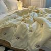 Blue Thin Quilt Soft Summer Air-Conditioned Four Seasons Comforter With Embroidery Machine Washable Single Queen Size Blanket