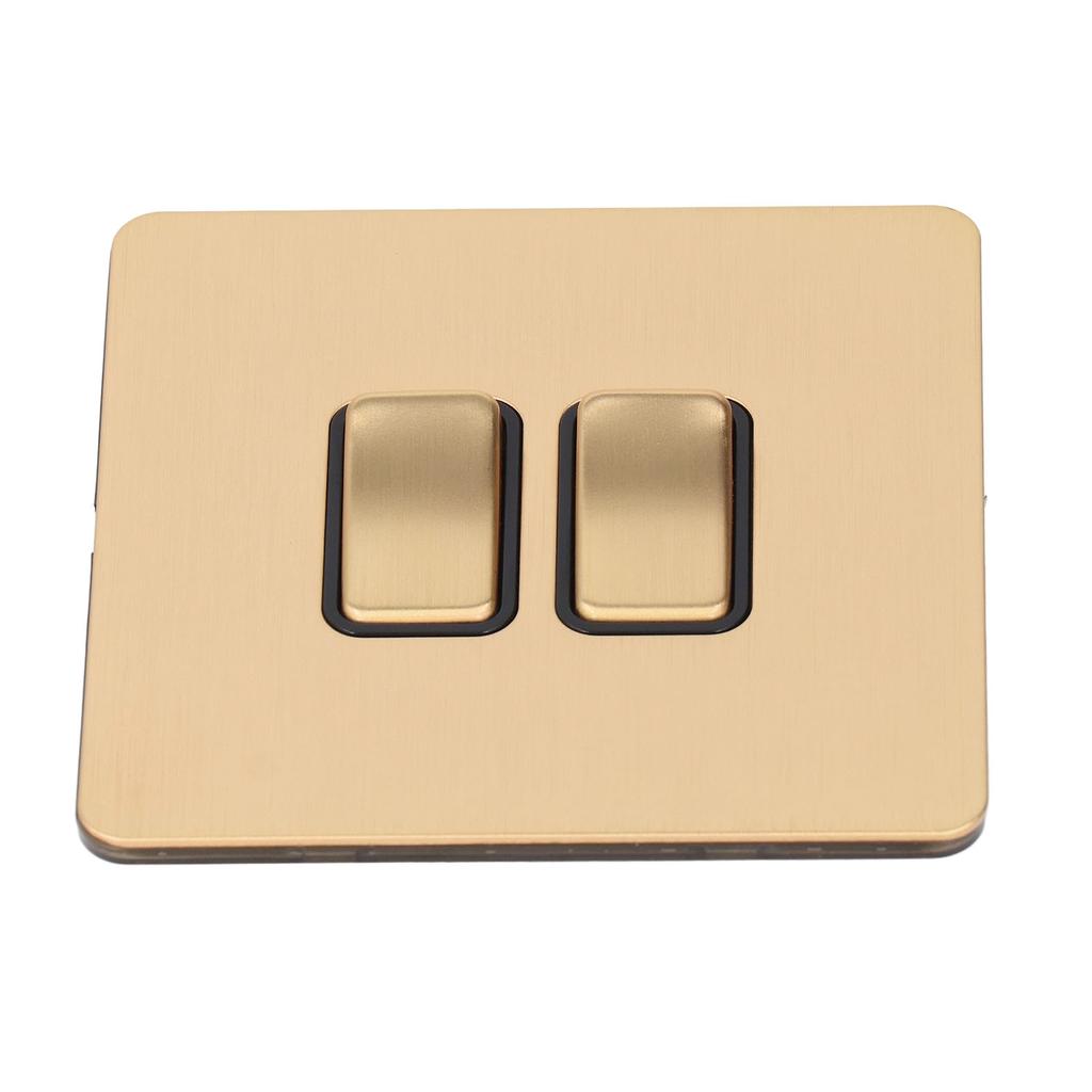 Modern Panel Switch 2 Gang PC Base Stainless Steel Gold Plate Switch for Household Appliances