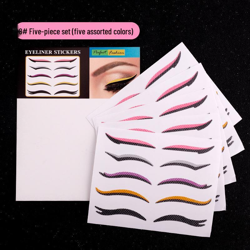 5 Pairs Self-Adhesive Eyeshadow and Double Eyelid Stickers for Stage, Party, Nightclub Makeup - European & American Style with Shimmer Eyeliner