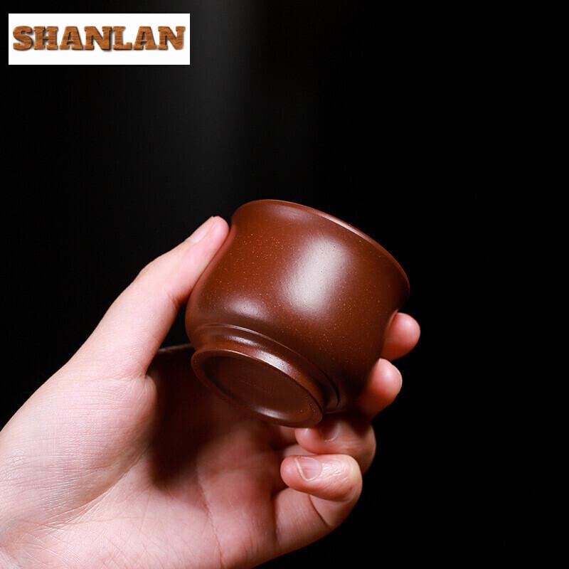 2 Pcs/set 60ML Authentic Yixing Purple Clay Teacup Handmade Meditation Cup Travel Tea Bowl Pu'er Master Tea Cup Chinese Tea Set