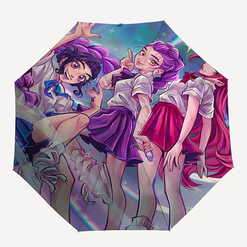 1 Stück Outdoor-Regenschirm mit Anime-Charakteren - Automatisches Öffnen/Schließen, Tragbares 3-fach faltbares Design, 8-Speichen-Eisenrahmen - Perfektes Geschenk für Fans, Reise