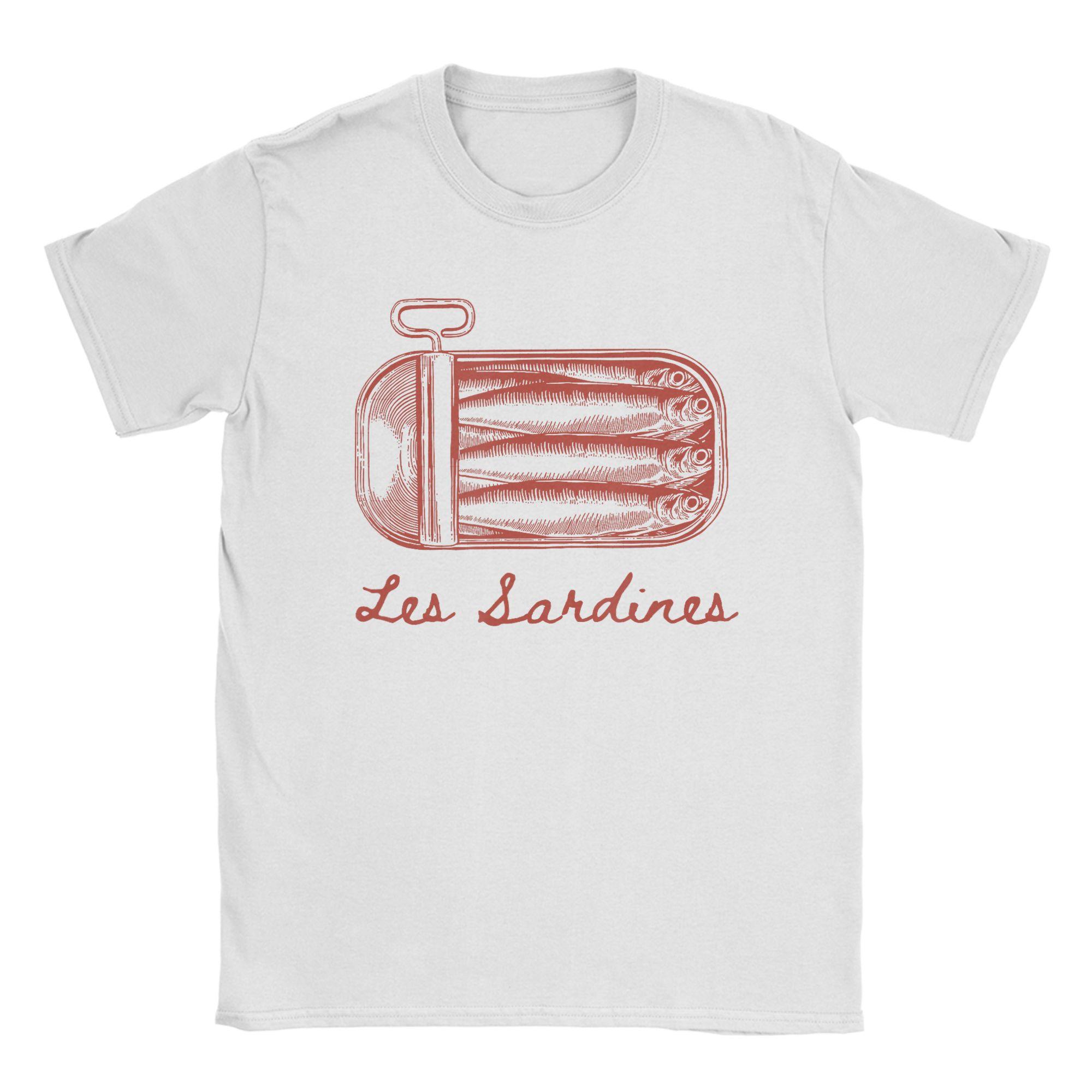 Les Sardines Fisherman Aesthetic Coastal Sardine Fish T Shirts for Men Cotton Leisure TShirt Crewneck Tee Shirt Gift Idea S