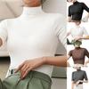 Letní topy Rolák Jednobarevný Polorukáv Slim Fit Hladké letní oblečení Ženy Strečová vrstva Pohodlné Top s vysokým výstřihem Denní nošení