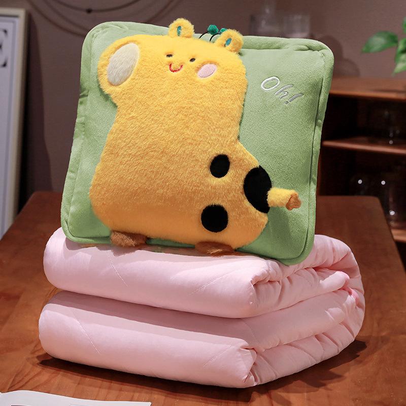 

Дофаминовое животное подушка-плед весна лето для сна маленькое одеяло офисное одеяло с кондиционером складное одеяло двойного назначения throw pillow 40 * 40CM, quilt 100 * 150cm жирафовый