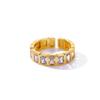 Luxury Geometric Square Colorful Zircon Opening Rings for Women Charm Gold Color Stainless Steel Party Finger Zircon Accessory