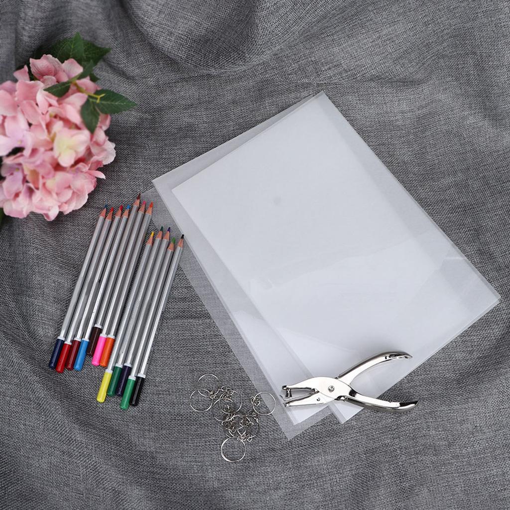 Shrinky Art Paper Set Keychain Colored Pencil Hand Punch Craft Tool