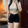 Women's High Waist Black Denim A-Line Hot Pants - American Style Summer Slimming Hip-Wrapping Shorts