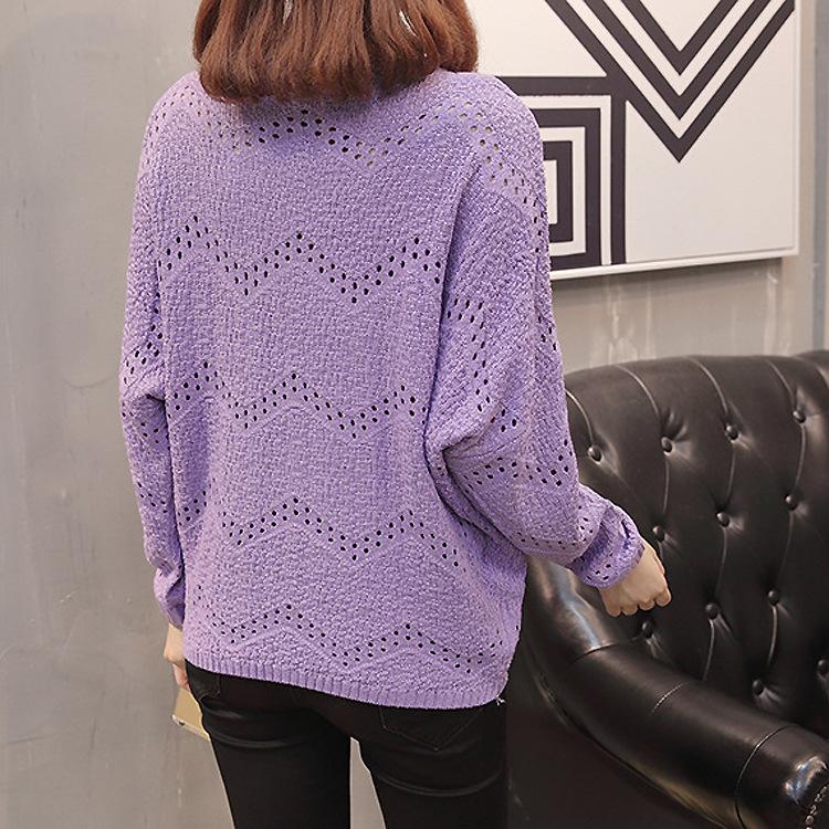Women's Loose V-neck Knitted Sweater Hollowed Out Sweater Jacket Women's Knitted Sweater
