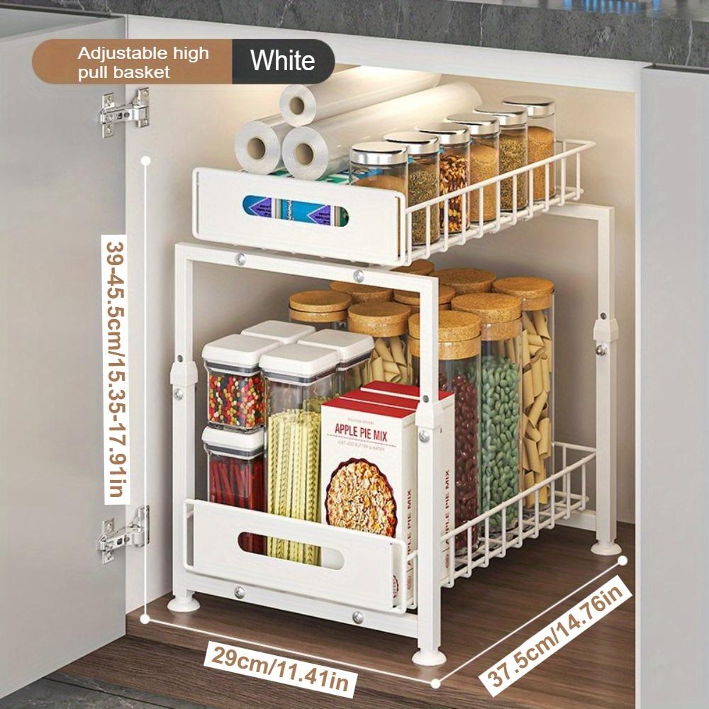 Для выдвижного кухонного органайзера - Регулируемая полка для хранения специй, посуды и кухонных принадлежностей | Многоцелевой стеллаж-ящик