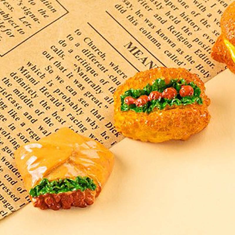 1Pc Miniature Resin Food Play Mini Burger Kitchen Scene Simulation Creative Doll Accessories Ornament Dollhouse Hamburger
