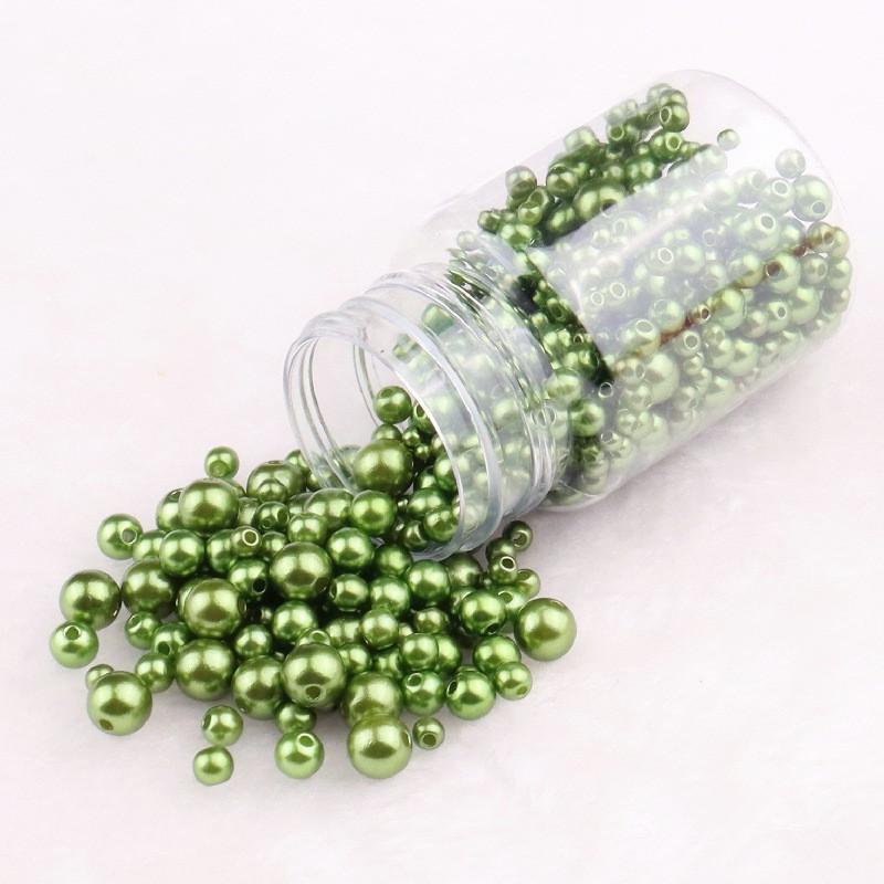 3-10Mm Solid Color Abs Round Perforated Imitation Pearl Handmade Diy Jewelry Beaded Bracelet Earrings Accessories Perforated Beads