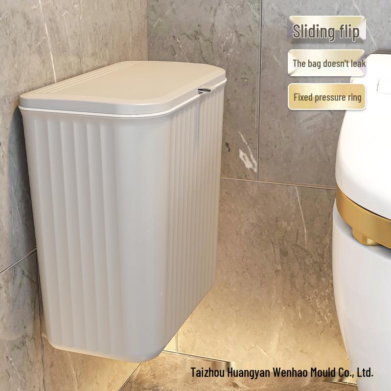 Wall-Mounted Bathroom Trash Can with Lid, No Installation Needed, Dual-Use for Toilet & Kitchen, Large Size Waste Paper Basket