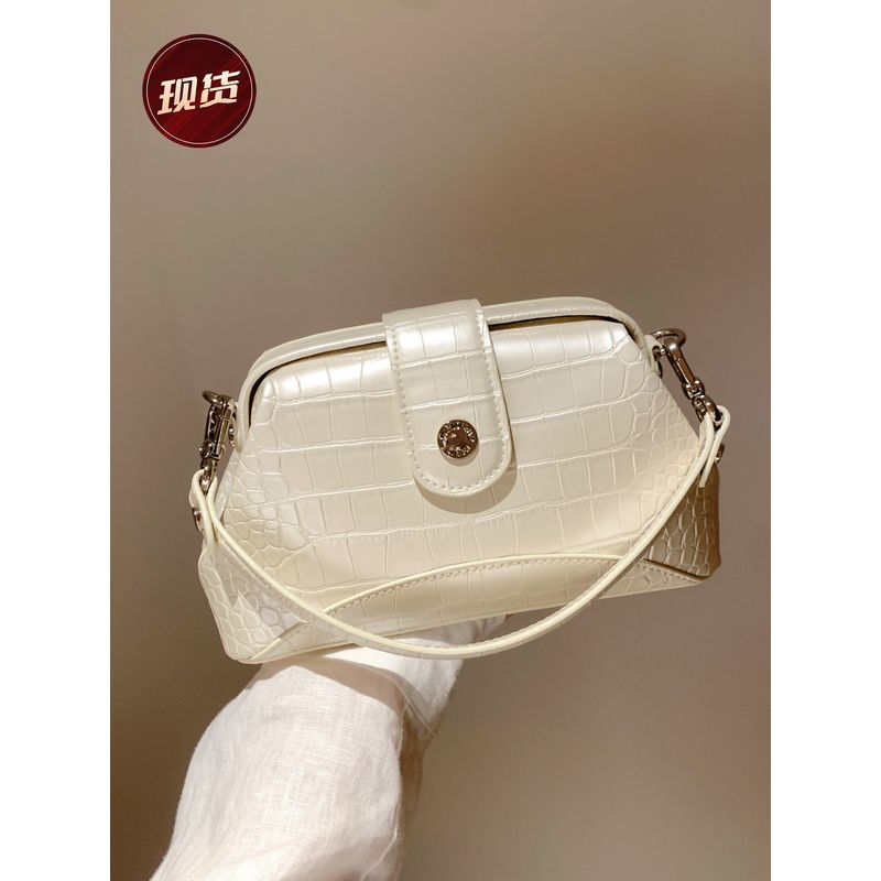 

South Style Chio2nd Frost Ming Garden Pillow Bag Women s Fashion Crocodile Pattern Small Handbag Shoulder Messenger Bag Pearl White