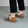 Johnature Genuine Leather Mixed Colors Casual Shoes Versatile Soft Soled Lace-up Flat Women's Shoes
