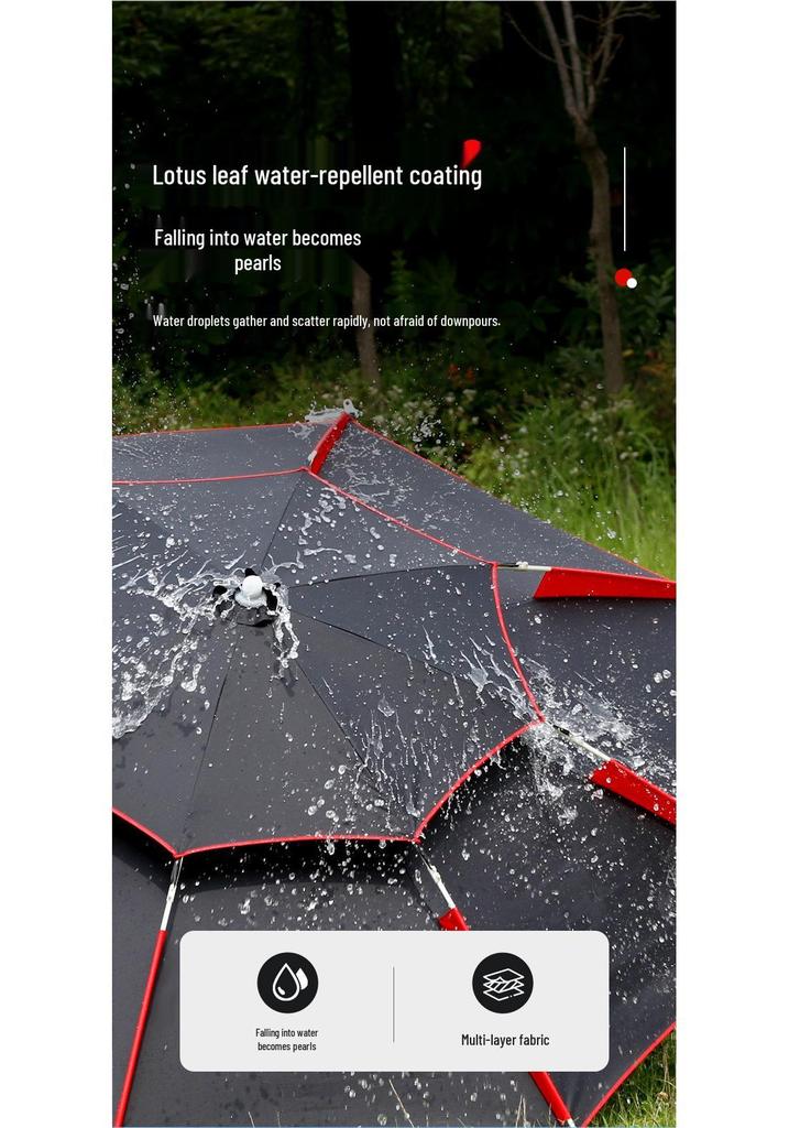 Thickened Foldable Black Fishing Umbrella with Ground Insert, Universal Waterproof & Sun Protection