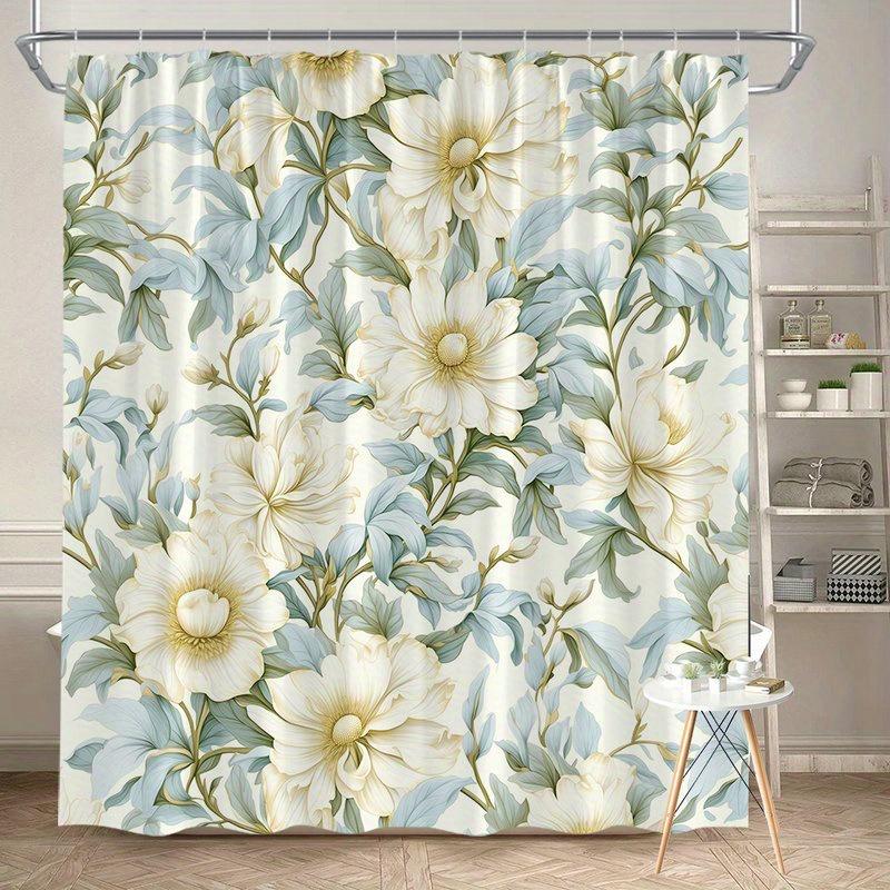 

1Pc Yellow Floral Pattern Shower Curtain, Polyester Fabric, Machine Washable, Suitable For Bathroom Decoration W60H190(CM)-1 Pcs