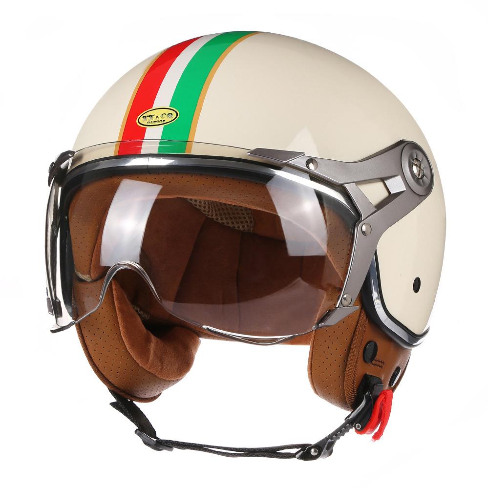 New Open Face 3/4 Motorcycle Helmet Retro Motorbike Helmets Vintage Chopper Capacete De Moto Bike Scooter With For Men Women DOT