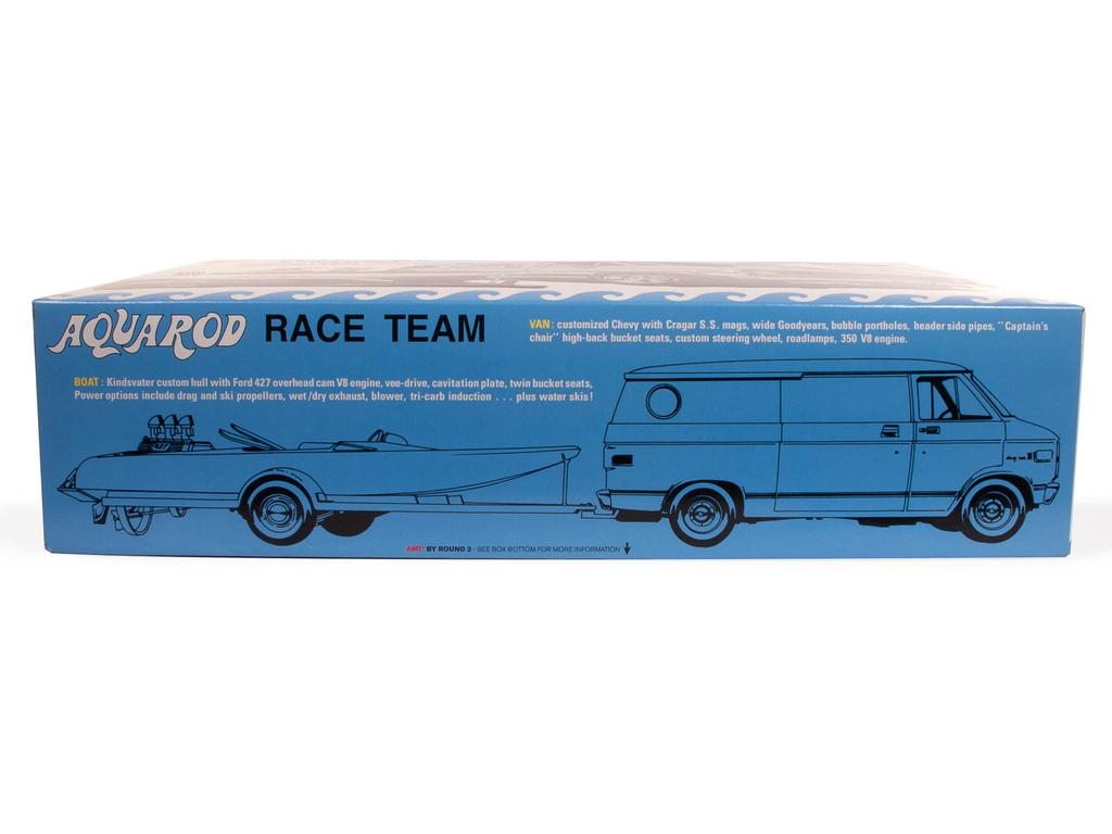 AMT Scale 1975 Chevy Van Aqualod Race Team with Race Boat Plastic Model Color 1/25 & Trailer, Kit, AMT1338, Pre-Molded