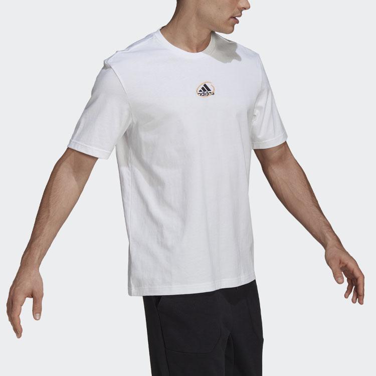 Adidas T Shirts Men's White Crew Neck Moderate Straight Fit GN6860