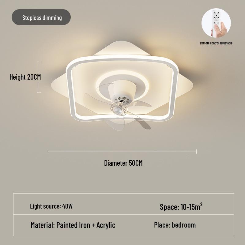 360° Rotatable Silent Minimalist Ceiling Light with Fan for Bedroom and Study