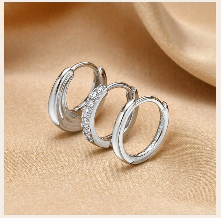 3 Pcs Gold Plated Hoop Set Earrings Zirconia Huggies Chunky Oval Stackable Women Hypoallergenic Helix Multiple Piercings