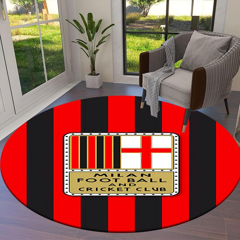 AC Milan Round Area Rug,Carpet Rug for Living Room Bedroom Sofa Playroom Decor,Non-slip Floor Mat