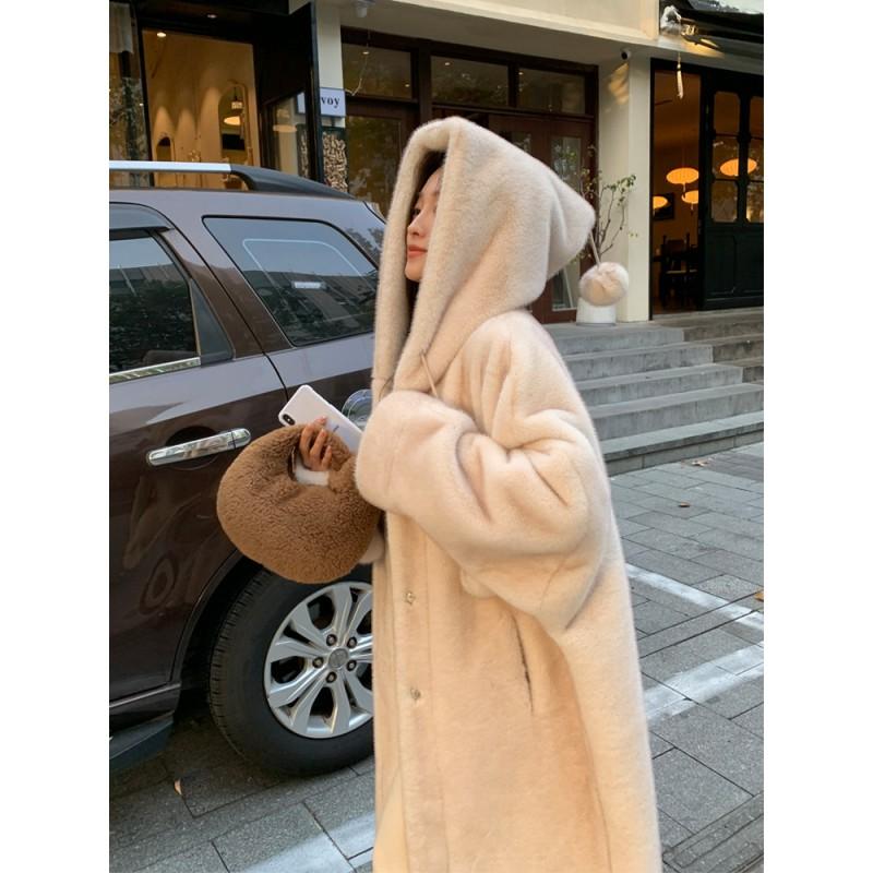 Womens Oversized Hooded Faux Fur Coat Long Thick Winter Outerwear Warm Plus Size Parka