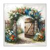 Flowers Fairy Door Wall Sticker Removable Garden Gate Path Decals Peel And Stick Art Mural for Baby Nursery Bedroom Living Room Decor